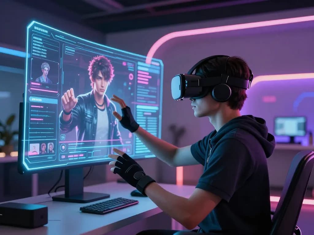 Immersive character ai nsfw experience with user interacting in a digital space.