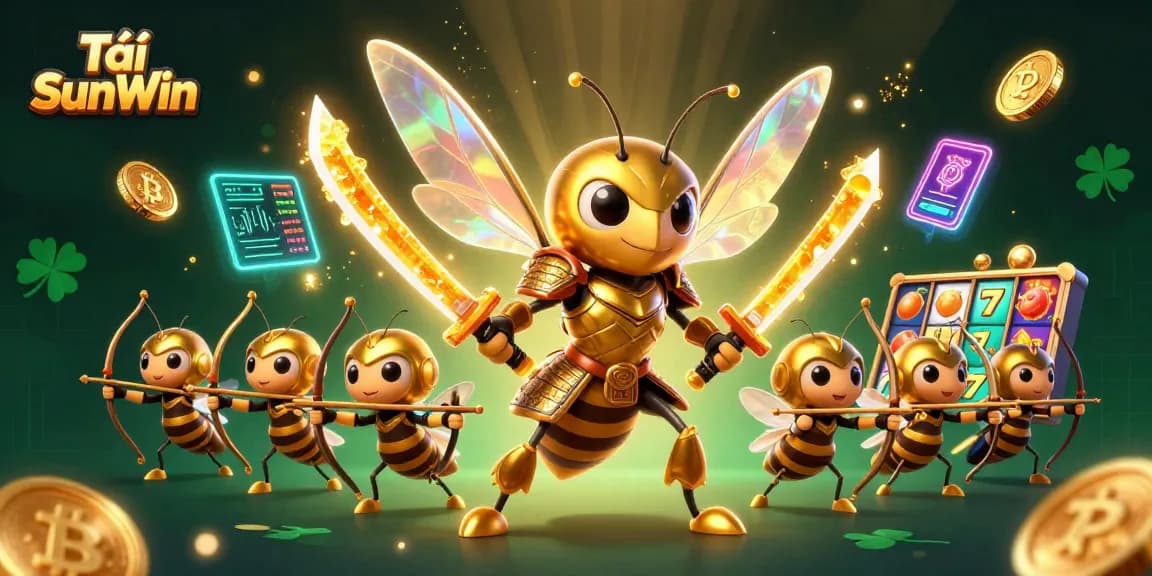 Engage with Tải SunWin's vibrant 3D illustration featuring dynamic gaming elements and colorful characters.