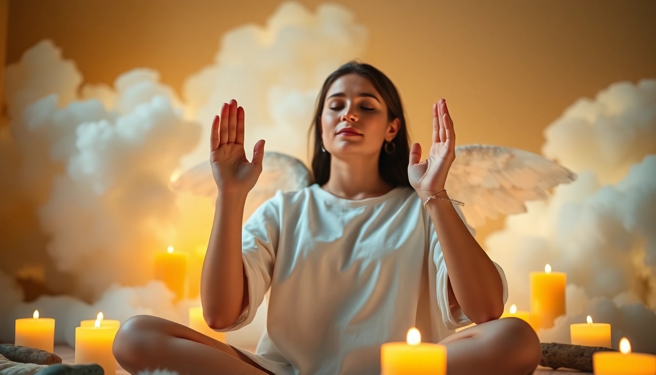 Entdecken Sie, wie man engelarbeit lernen kann, mit Meditation und spirituellen Praktiken in einem beruhigenden Ambiente.