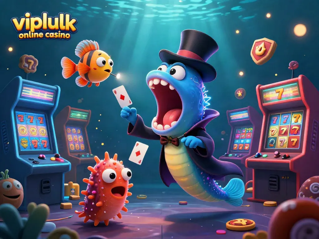 Experience thrilling action at vipluck online casino with unique characters and exciting slot games in a vibrant underwater scene.