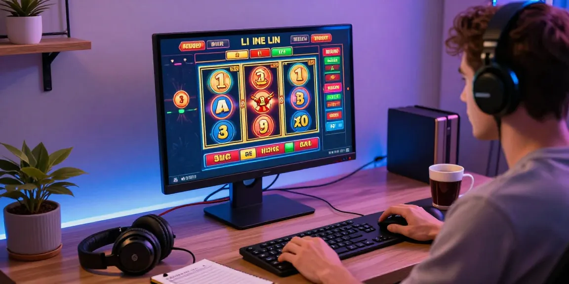Engaging online gambling experience with user playing สล็อตเว็บตรง on a vibrant computer setup.