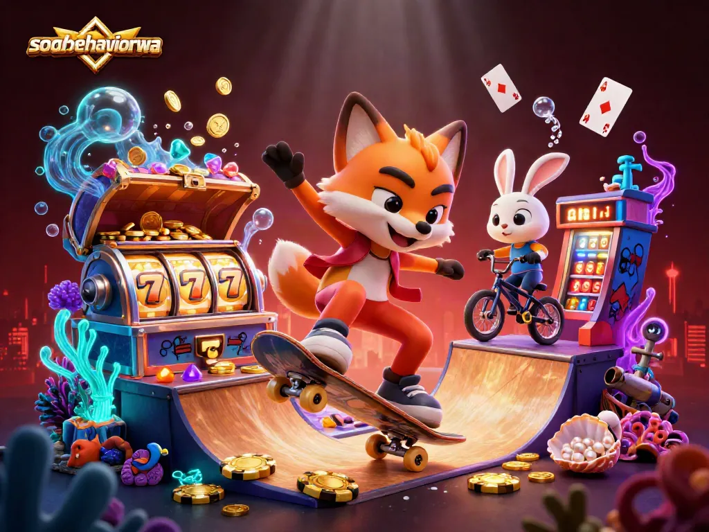 Watch the skateboarder fox and BMX rabbit compete for gold in the vibrant soarbehaviorwa casino world.