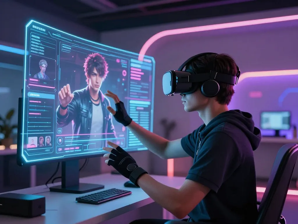 Immersive character ai nsfw experience with user interacting in a digital space.