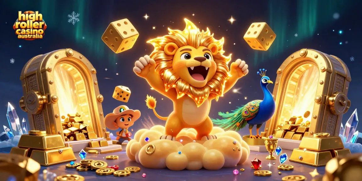 Experience the thrill of high roller casino Australia with vibrant 3D art featuring dazzling treasures and iconic characters.