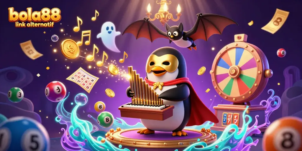 Experience thrilling action with bola88 link alternatif as golden coins burst from the organ in an engaging casino scene.