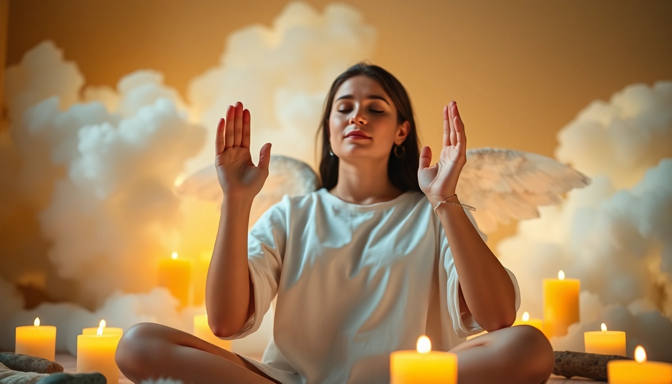 Entdecken Sie, wie man engelarbeit lernen kann, mit Meditation und spirituellen Praktiken in einem beruhigenden Ambiente.