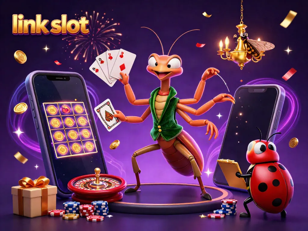 Experience the excitement of the link slot games featuring a lively mantis dealer and ladybug pit boss.