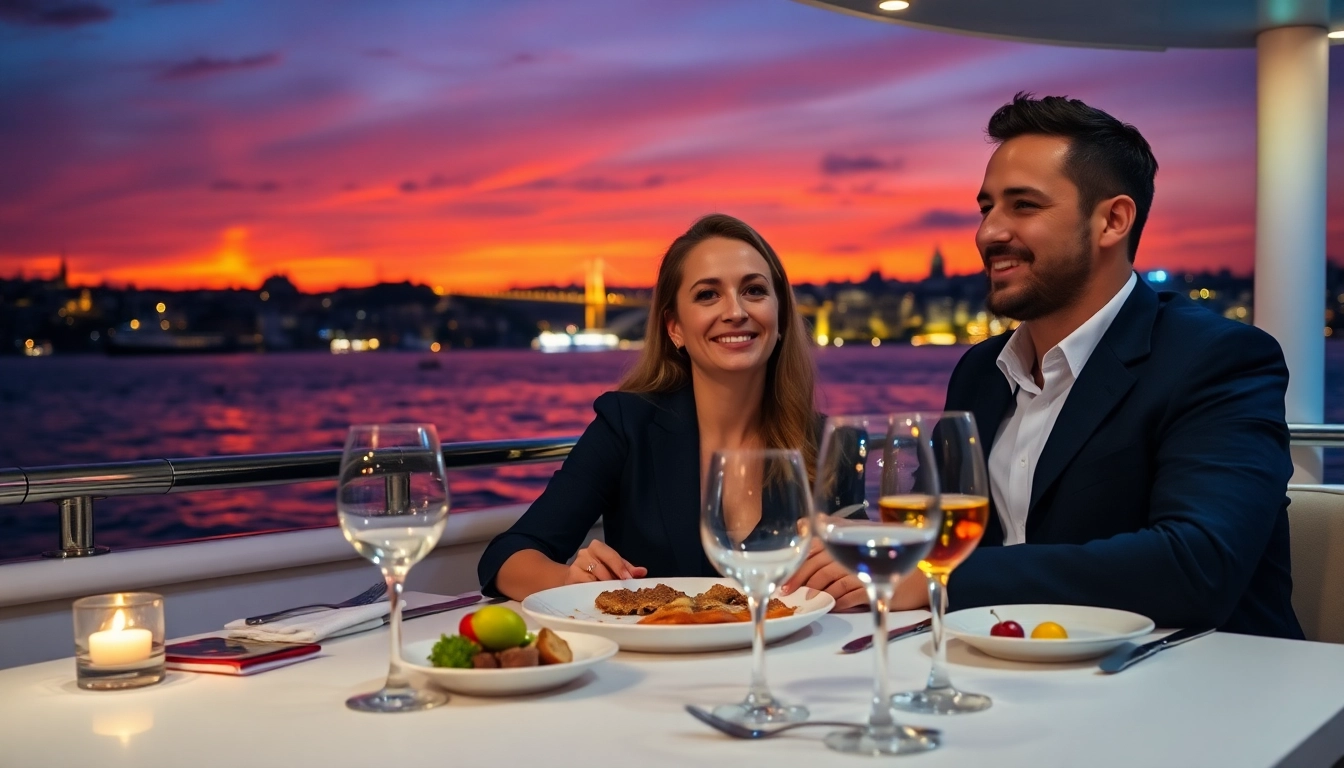 Erleben Sie einen unvergesslichen Bosphorus dinner cruise mit romantischem Ambiente und köstlichem Essen.