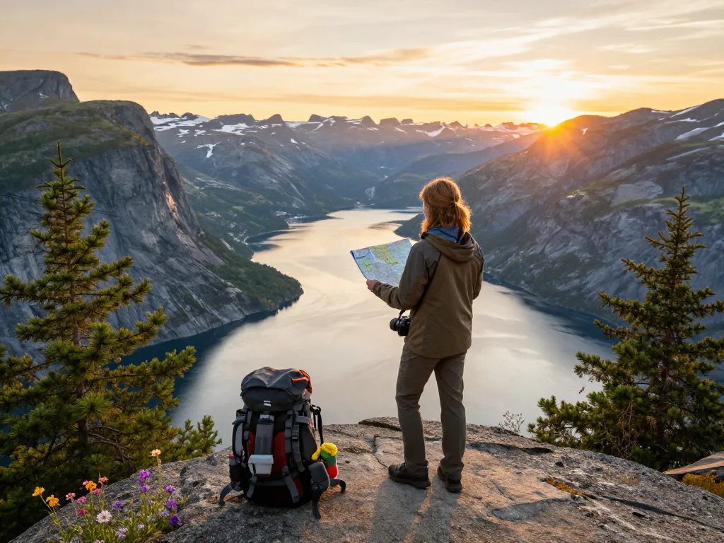 Beeindruckender Urlaub in Norwegen mit Erkundung der Fjorde während der goldenen Stunde.