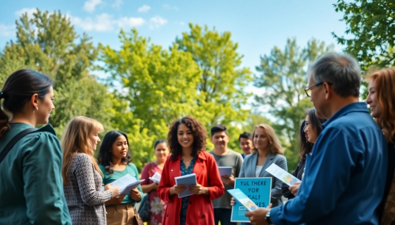 Engage in activities promoting mental health awareness in a serene outdoor setting.