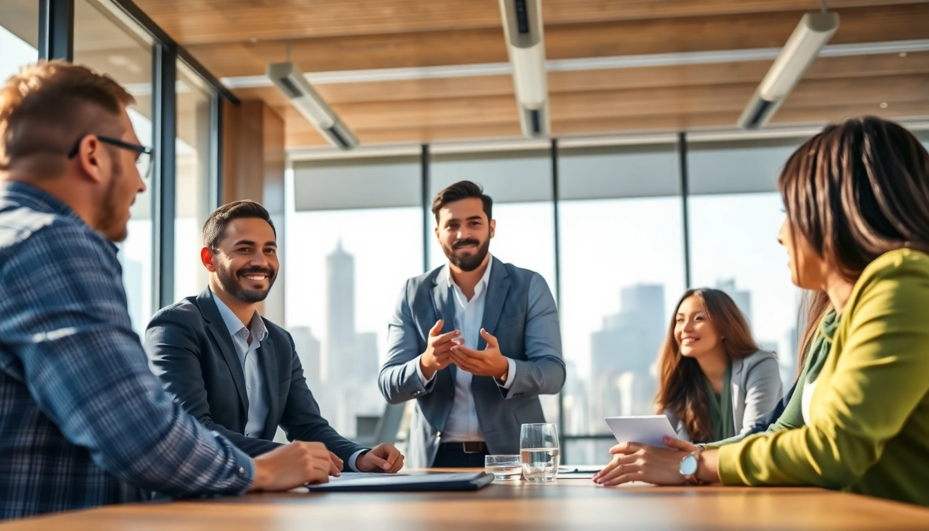 Headhunter Ingenieure in einem modernen Büro bei einer engagierten Diskussion.